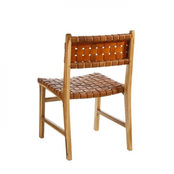 silla-madera-teka-cuero-marron